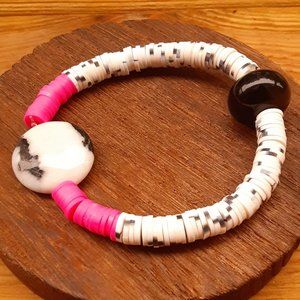 SOLD! - BLACK/WHITE AFRICAN ZEBRA JASPER GEMSTONE WRISTBAND